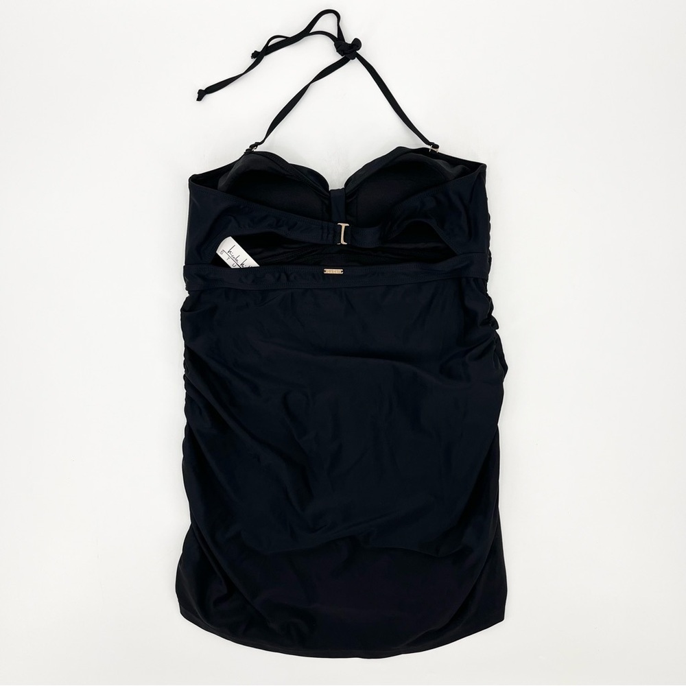 NWT Nicole Miller Black Bandeau Swim Dress w/Shirring Bathing Suit Swimsuit - Picture 4 of 14